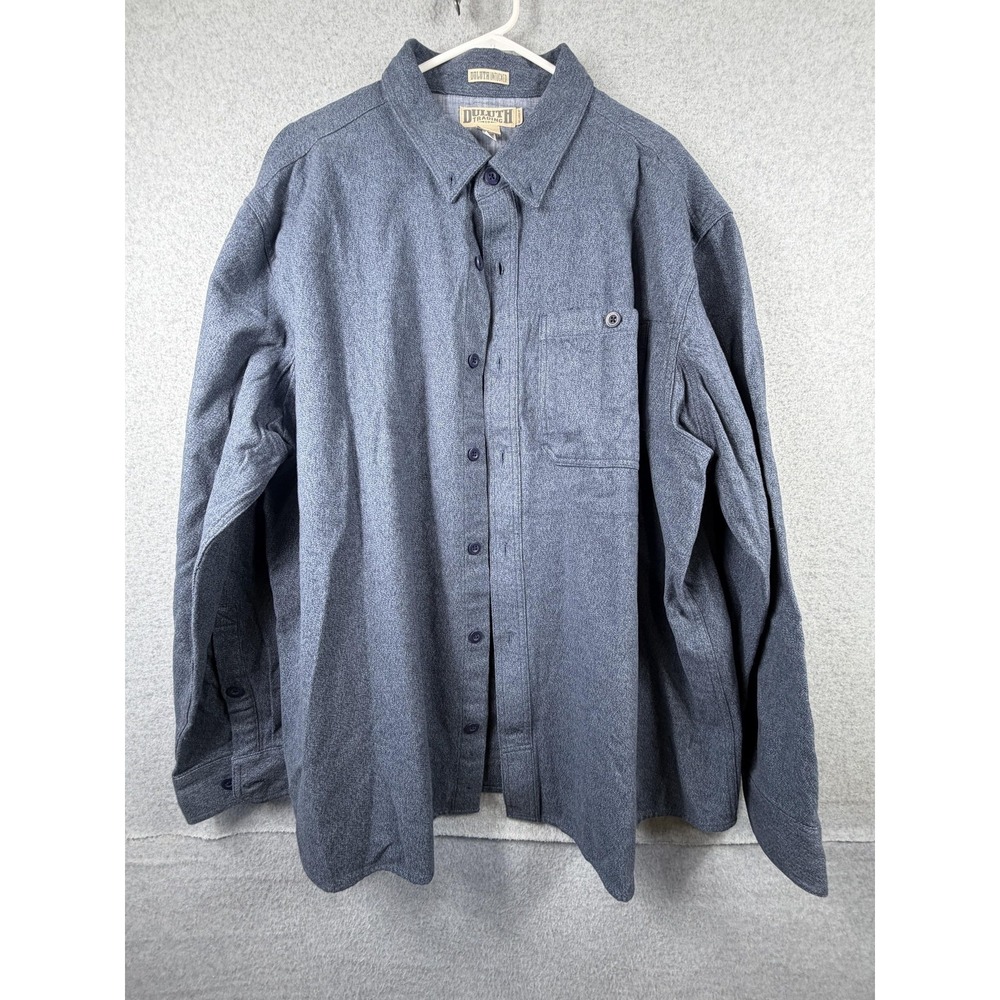 Duluth Trading Shirt Mens 2XL Blue Untucked Button Up Long Sleeve Cotton Casual